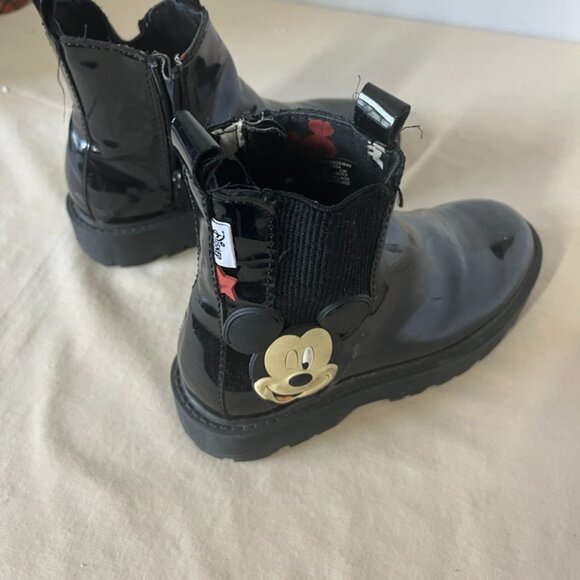 Zara Mickey Mouse Disney Girls Boots Black Size 13 - Picture 1 of 8